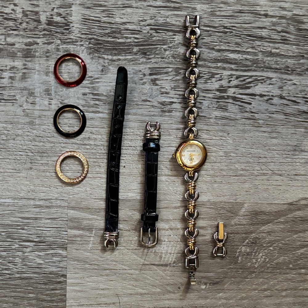 Anne Klein Gold and Black Women's Watch Set